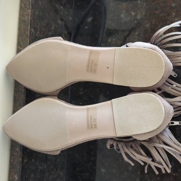 Charlotte Russe Fringe Ankle Faux Suede Pointy Toe Flat Shoes 10 Brown - Picture 6 of 16